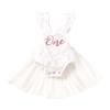 1st First Birthday Outfit Girl Ruffle Short Sleeve Floral Lace One Onesie Tulle Princess Dress+Headband Baby One Year Old Birthday Gifts Cake Smash Party Photo Shoot WhiteWithout Crown 912 Months view 1