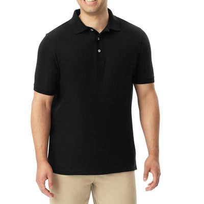 French Toast Unisex Sleeve Pique Polo Shirt , Black, XXL