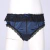 renvena Men's Sissy Crossdress Panties Silk Satin Bulge Pouch Bikini Briefs Low Rise Sleep Bottom Shorts Dark_Blue X-Large view 2