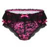 QinCiao Men's Sexy Ruffle Floral Lace Sissy Panties Crossdress Bikini Briefs Thong Lingerie Hot_Pink A X-Large view 1