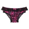 QinCiao Men's Sexy Ruffle Floral Lace Sissy Panties Crossdress Bikini Briefs Thong Lingerie Hot_Pink A X-Large view 4