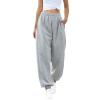 ASHER FASHION Women's Active High Waist Jogger Sweatpants Baggy Lounge Yoga Pants with Pockets Sporty Gray S view 1