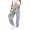 ASHER FASHION Women's Active High Waist Jogger Sweatpants Baggy Lounge Yoga Pants with Pockets Sporty Gray S view 2