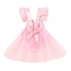 1st First Birthday Outfit Girl Ruffle Short Sleeve Floral Lace One Onesie Tulle Princess Dress+Headband Baby One Year Old Birthday Gifts Cake Smash Party Photo Shoot PinkWithout Crown 12-18 Months view 2