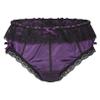 LiiYii Men's Shiny Satin Lace Bikini Briefs Sissy Pouch Panties Knickers Crossdress Underwear Purple Medium view 1