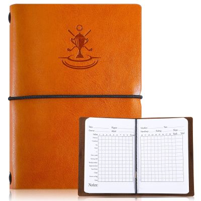 Chinco Christmas Golf Gifts Leather Golf Scorecard Book Yardage Notebook Journal Notepad for Sports and Outdoor Club Accessories (Yellow, 1)