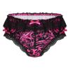 YONGHS Men's Feminine Panties Silky Satin Thong Sissy Knickers Panties French Maid Crossdress Briefs Hot_Pink Large view 3