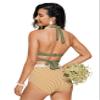 CRZ YOGA Womens Push Up Bikini Top Underwire Padded Bathing Suit Criss Cross Halter Retro Ruched Swimsuit Tops Moss Green 40B/C view 2