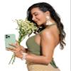 CRZ YOGA Womens Push Up Bikini Top Underwire Padded Bathing Suit Criss Cross Halter Retro Ruched Swimsuit Tops Moss Green 40B/C view 3