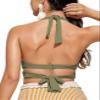 CRZ YOGA Womens Push Up Bikini Top Underwire Padded Bathing Suit Criss Cross Halter Retro Ruched Swimsuit Tops Moss Green 40B/C view 4