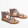 FRALOSHA Womens Sandals Summer Flat Thong Cross Strappy Beach Gladiator Shoes with Zipper Brown 6 view 2