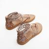 FRALOSHA Womens Sandals Summer Flat Thong Cross Strappy Beach Gladiator Shoes with Zipper Brown 6 view 3