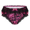 Hedmy Mens Sissy Panties Satin Frilly Lace Cheeky Knickers Feminine Briefs Crossdress Underwear Black Large view 1