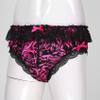 Hedmy Mens Sissy Panties Satin Frilly Lace Cheeky Knickers Feminine Briefs Crossdress Underwear Black Large view 4