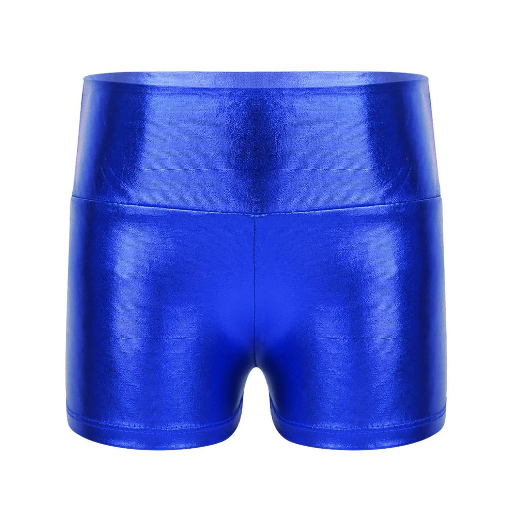 Oyolan Kids Girls Sparkle Glitter Shorts Tumbling Dancing Bottoms Sports Yoga Gymnastics Athletic Shorts Blue A 6 Years