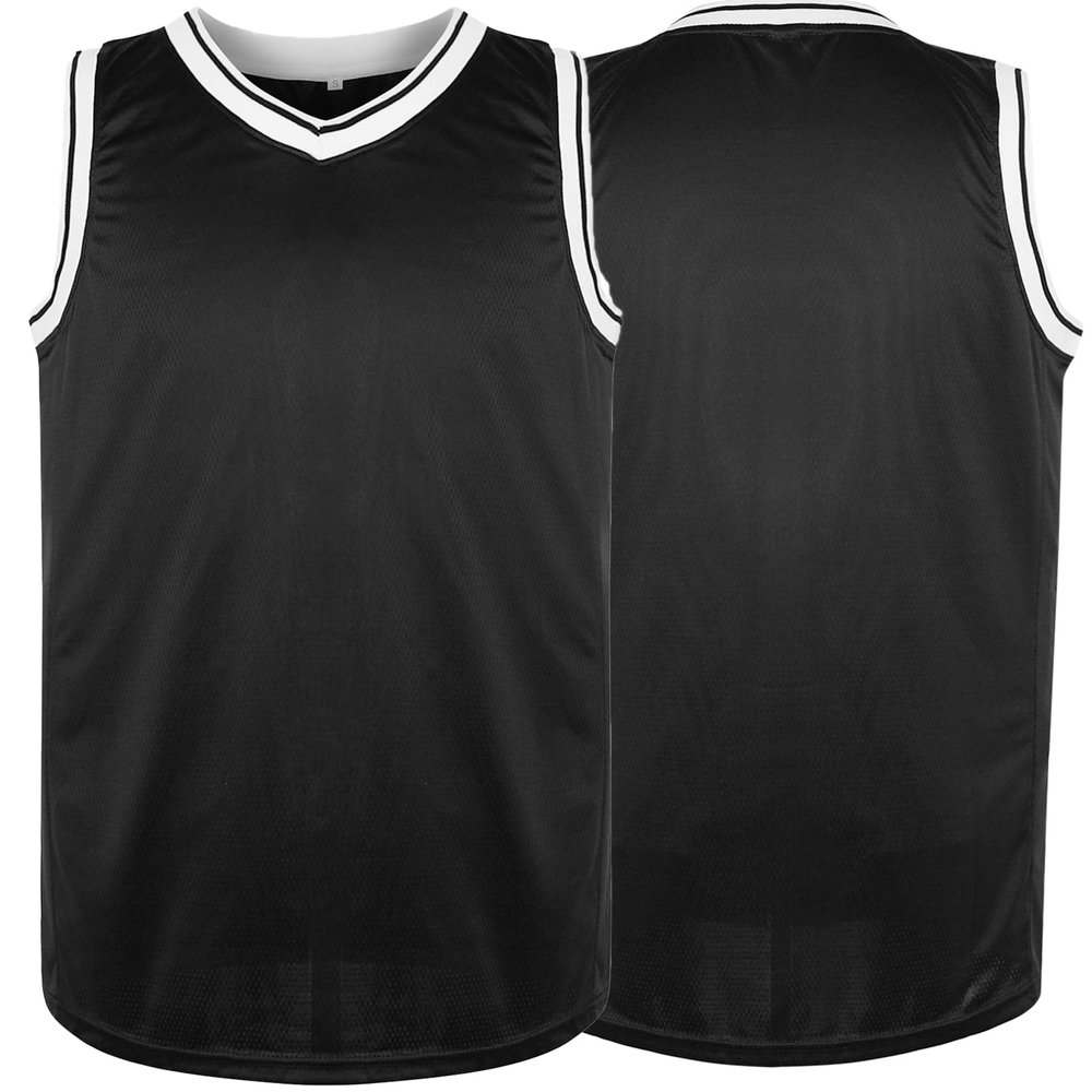 Blank Basketball Jersey Reversible Men's Mesh Athletic Sports Shirts Training Practice S-3XL (XX-Large, Black)