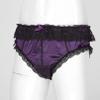 YONGHS Men's Feminine Panties Silky Satin Thong Sissy Knickers Panties French Maid Crossdress Briefs Purple Large view 4
