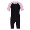 Moily Unisex Boys/Girls Zippered Thermal Shorty Wetsuit UV Sun Protection Rash Guard Set Swimwear Pink&Black A 7-8 view 1