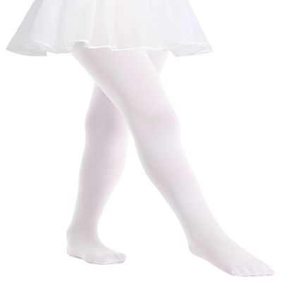 MdnMd Soft Women Ballet Dance Tights Footed Ballet Legging Stocking Pantyhose 1 Pairs (White, Adult-Small, Height 63-65")
