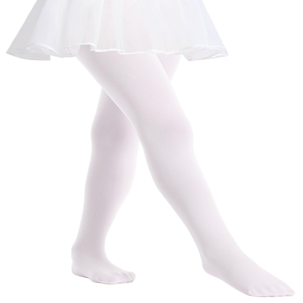 MdnMd Soft Women Ballet Dance Tights Footed Ballet Legging Stocking Pantyhose 1 Pairs (White, Adult-Small, Height 63-65")