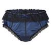 Freebily Men's Sissy Ruffle Lace Trim Briefs Bowknot Shiny Satin Underpants Crossdress Panties Dark_Blue X-Large view 1
