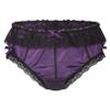 QinCiao Men's Sexy Ruffle Floral Lace Sissy Panties Crossdress Bikini Briefs Thong Lingerie Purple A X-Large view 1