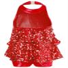 Fldy Kids Girls Shiny Sequins Leotard Dress Backless Dance Performance Costume for Hip Hop Jazz Stage Recital Red 6 Years view 3