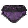 YONGHS Men's Feminine Panties Silky Satin Thong Sissy Knickers Panties French Maid Crossdress Briefs Purple XX-Large view 3