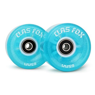CLAS FOX Roller Skate Wheels Light up with Shining Dots and ABEC-9 Bearings Installed 65mm X 35mm 82A 8 PCS Outdoor or Indoor for Double Row Skating (Blue)