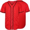 Plain Button Down Blank Baseball Jersey Short Sleeve Hipster Hip Hop T Shirts (Large, Red) view 1
