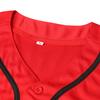 Plain Button Down Blank Baseball Jersey Short Sleeve Hipster Hip Hop T Shirts (Large, Red) view 4