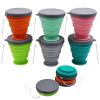 JIELUO Collapsible Silicone Cup - 6 Piece Collapsible Silicone cup with Lid, Expandable Drinking Glasses Set, Reusable cup, Suitable for Camping and Hiking view 1
