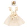 1st First Birthday Outfit Girl Ruffle Short Sleeve Floral Lace One Onesie Tulle Princess Dress+Headband Baby One Year Old Birthday Gifts Cake Smash Party Photo Shoot ApricotWith Crown 912 Months view 2