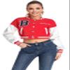 ACEFAST INC Womens Crop Varsity Jacket Letterman Baseball Jacket Bomber Vintage Y2k Streetwear Short Coat view 2