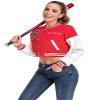 ACEFAST INC Womens Crop Varsity Jacket Letterman Baseball Jacket Bomber Vintage Y2k Streetwear Short Coat view 3