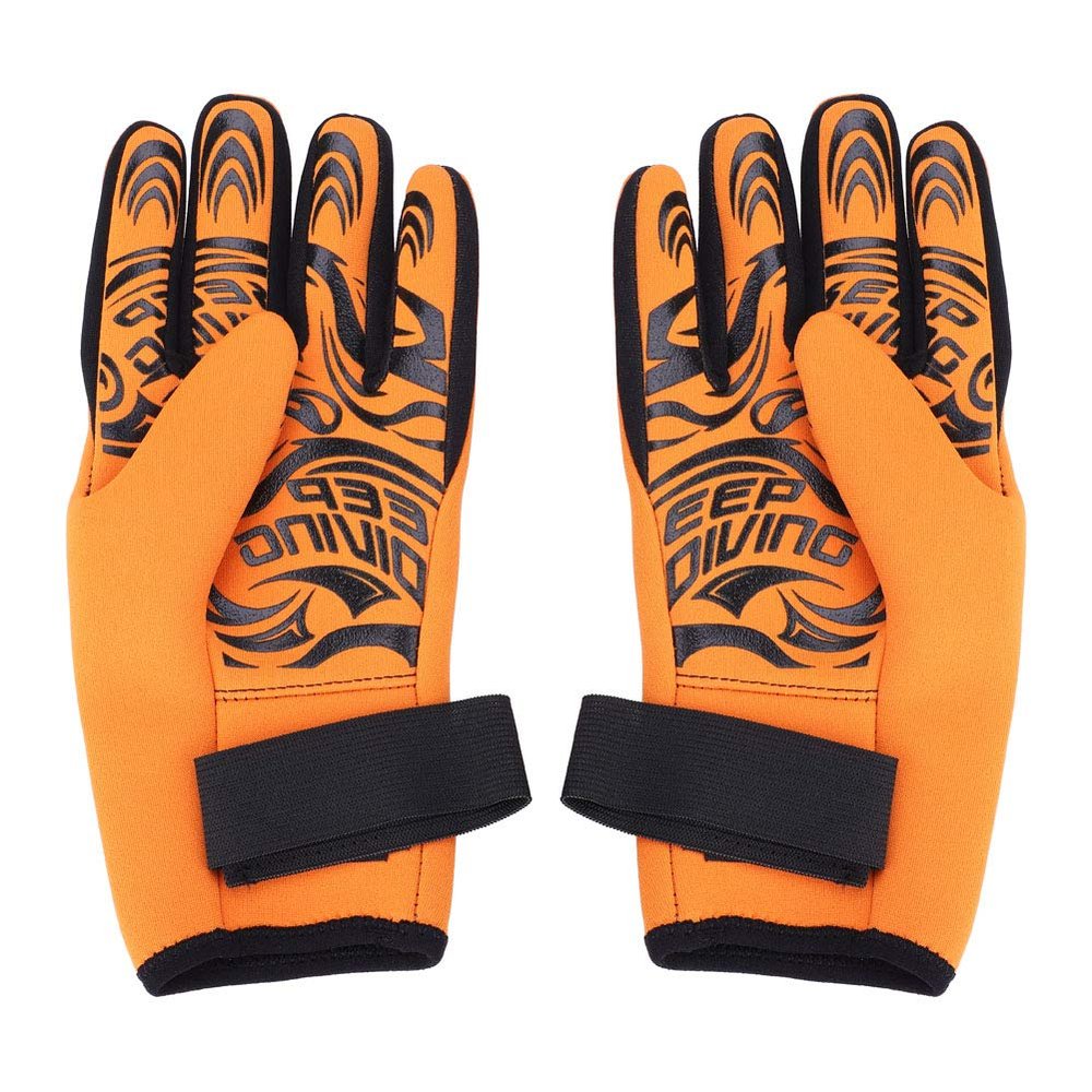 Alomejor 2MM Neoprene Diving Gloves Keep Warm Non Skid Gloves Wetsuit Gloves for Adult Swimming Snorkeling(M Orange)