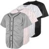 Blank Baseball Button Down Jersey Plain Short Sleeve Hipster Hip Hop T Shirts Jersey (XXX-Large, H-Grey) view 1