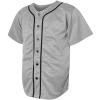 Blank Baseball Button Down Jersey Plain Short Sleeve Hipster Hip Hop T Shirts Jersey (XXX-Large, H-Grey) view 2