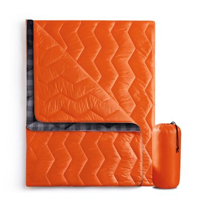 UNIKOME Waterproof Puffy Camping Blanket - Lightweight Packable Outdoor Quilt with Corner Loops, Warm Compact Blanket for Cold Weather Hiking Picnic Stadium Travel, 75"52", Orange
