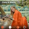 UNIKOME Waterproof Puffy Camping Blanket - Lightweight Packable Outdoor Quilt with Corner Loops, Warm Compact Blanket for Cold Weather Hiking Picnic Stadium Travel, 75"52", Orange view 2