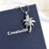 constantlife Cremation Necklace for Ashes Palm Tree Stainless Steel Inlaid Crystal Memorial Urn Pendant Loved Ones Human Pets Keepsake Jewelry (White) view 3