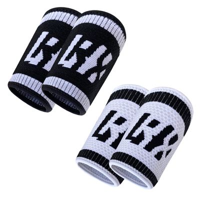 LYFT-RX Wrist Sweatbands, Slim Fit Design for Weightlifting, Gym, Workout, Cross Training, Weight Lift, Sports, 4.5 inch Sweat Wicking Wrist Bands, Men & Women, 2 Pairs - Black/White Large
