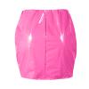 NaRHbrg Micro Mini Skirt for Women Girls Sexy Bright Leather Skirts Bodycon Slim A-line Skirt Evening Party Clubwear Hot Pink view 4