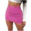 NaRHbrg Micro Mini Skirt for Women Girls Sexy Bright Leather Skirts Bodycon Slim A-line Skirt Evening Party Clubwear Pink view 1