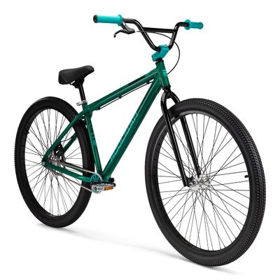 Mongoose Hooligan AL Adult BMX bike, 29x3-Inch Wheels, Lightweight Aluminum Frame, Single Speed, Disc Brakes, Green