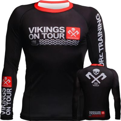Hardcore Training Vikings on Tour Men's Rash Guard Compression Long Sleeve MMA No-Gi Tight BJJ Grappling Base Layer Combat