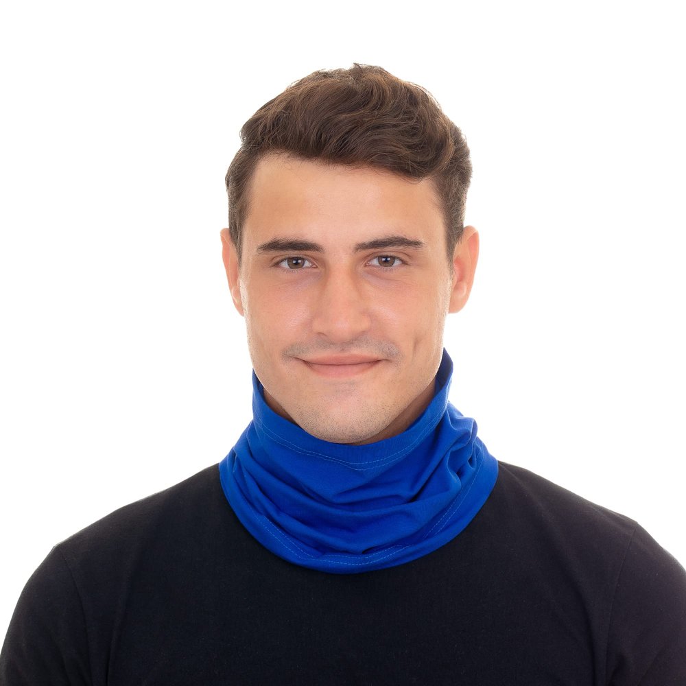 Dallas Textile Neck Gaiter Reusable for Men and Women, Cotton Blend Balaclava Face Cover Gator for Cold Weather, Head Scarf Bandana Warmer for Outdoor (Blue, 1)