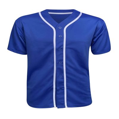 ILTEX Adult & Kids Baseball Jersey Plain Button Down T-Shirt Blank Team Sports Uniforms (Medium, Royal Blue)