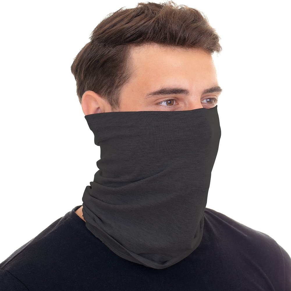 Dallas Textile Neck Gaiter Reusable for Men and Women, Cotton Blend Balaclava Face Cover Gator for Cold Weather, Head Scarf Bandana Warmer for Outdoor (Drak Grey, 1)