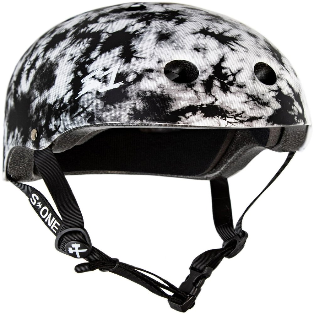 S1 Lifer Helmet for Skateboarding, BMX, and Roller Skating - EPS Fusion Foam, CPSC & ASTM Certified - Black and White Tie-Dye Matte XX-Large (23")